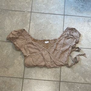 aeropostale yellow and white plaid casual